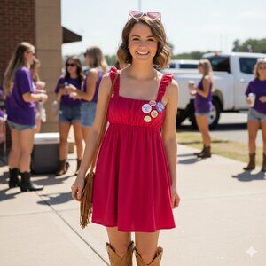 ABERCROMBIE & FITCH x The Trevor Project - Hot Pink Ruffle Mini Dress - Small